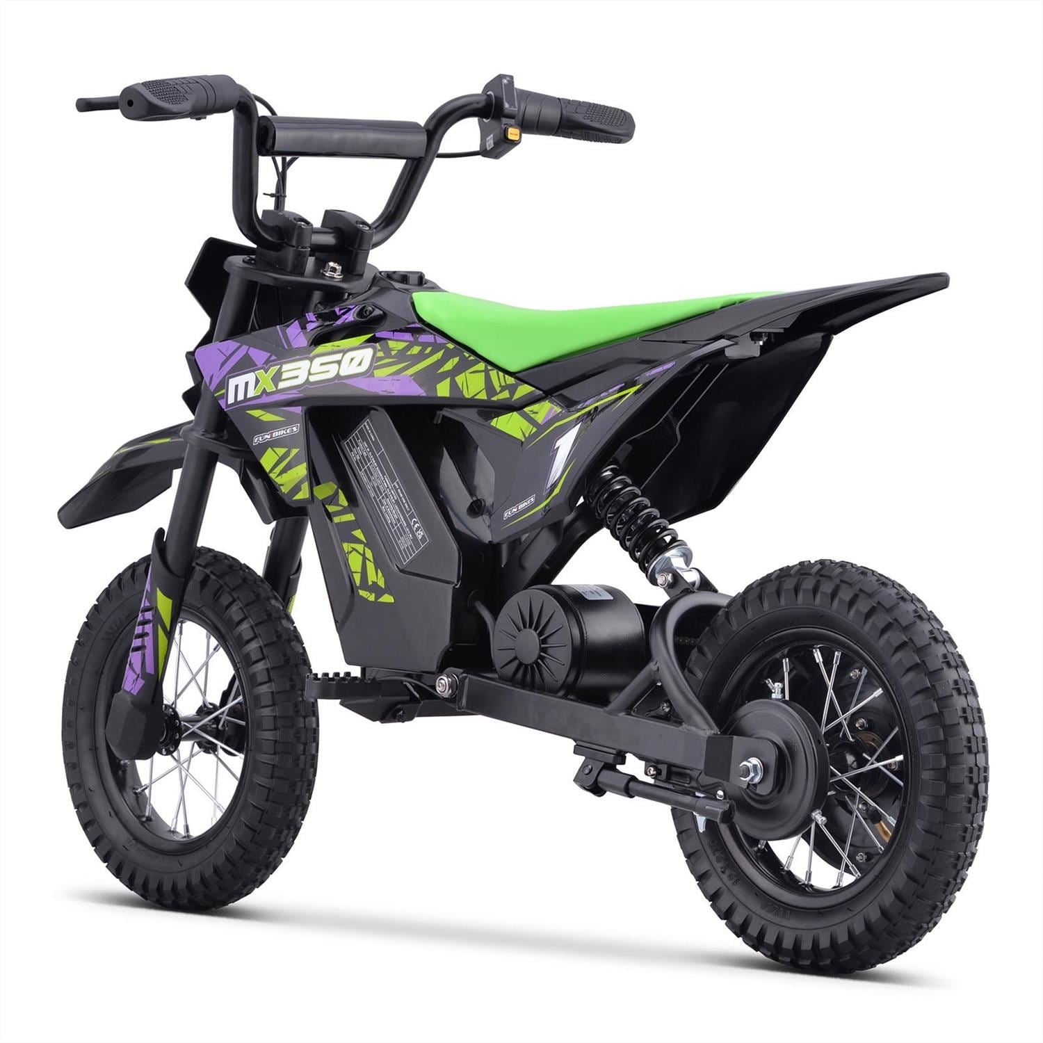 FunBikes MX350 350w 36v 4ah 12/12 51cm Lithium Green Electric Kids Dirt Bike image 2