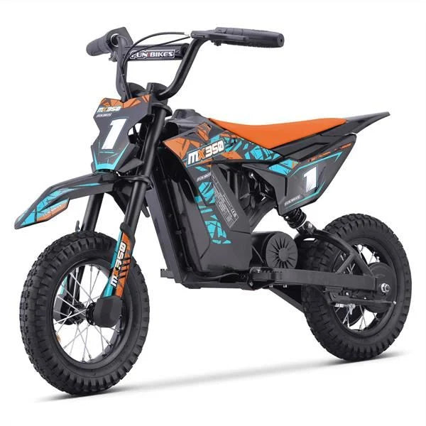 FunBikes MX350 350w 36v 4ah 12/12 51cm Lithium Orange Electric Kids Dirt Bike image 0