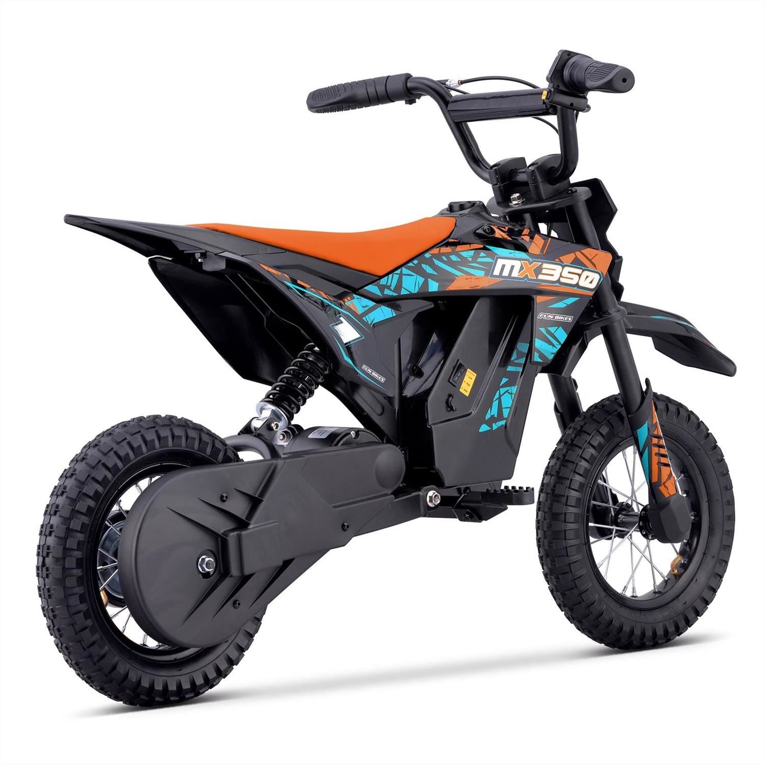 FunBikes MX350 350w 36v 4ah 12/12 51cm Lithium Orange Electric Kids Dirt Bike image 4