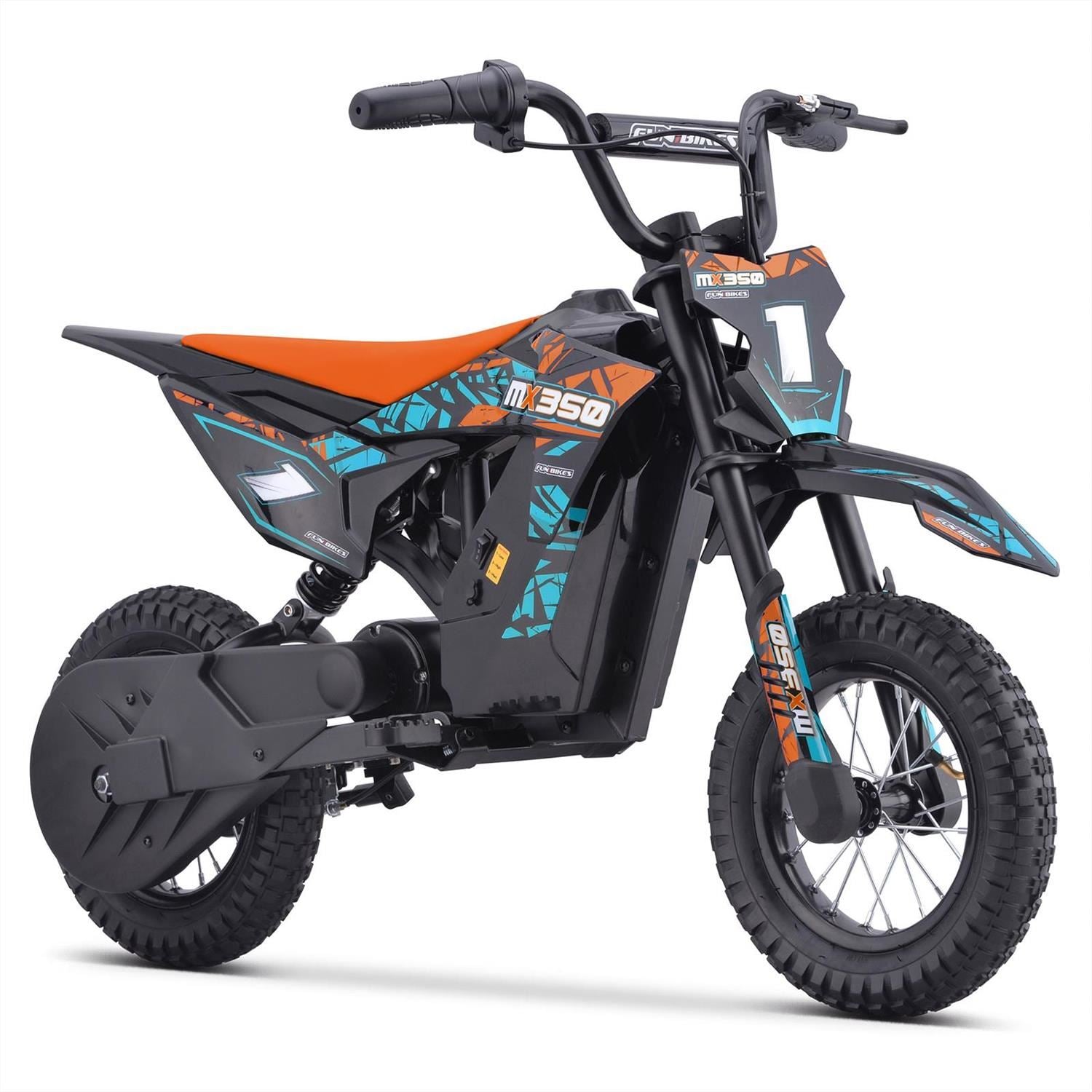 FunBikes MX350 350w 36v 4ah 12/12 51cm Lithium Orange Electric Kids Dirt Bike image 5