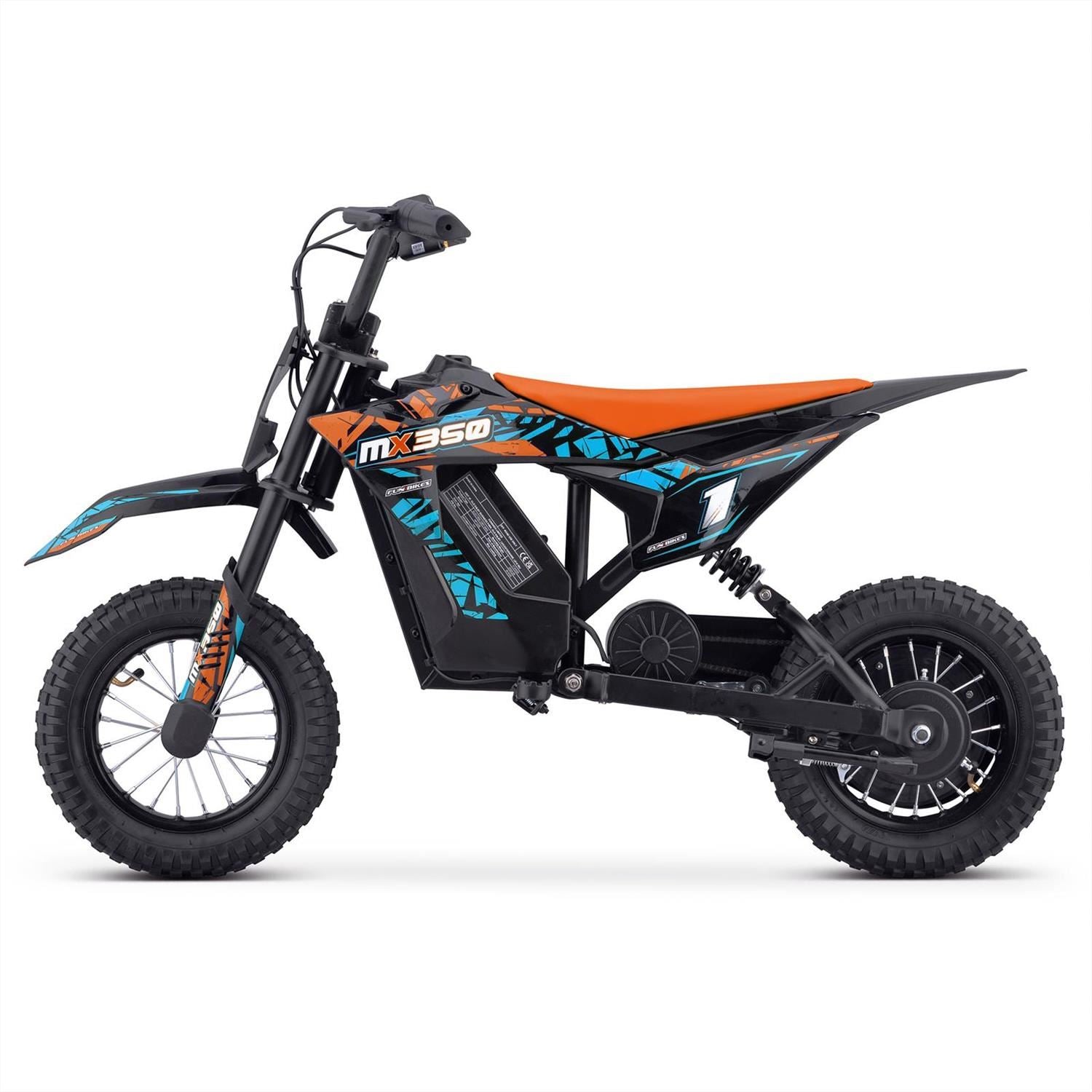FunBikes MX350 350w 36v 4ah 12/12 51cm Lithium Orange Electric Kids Dirt Bike image 2