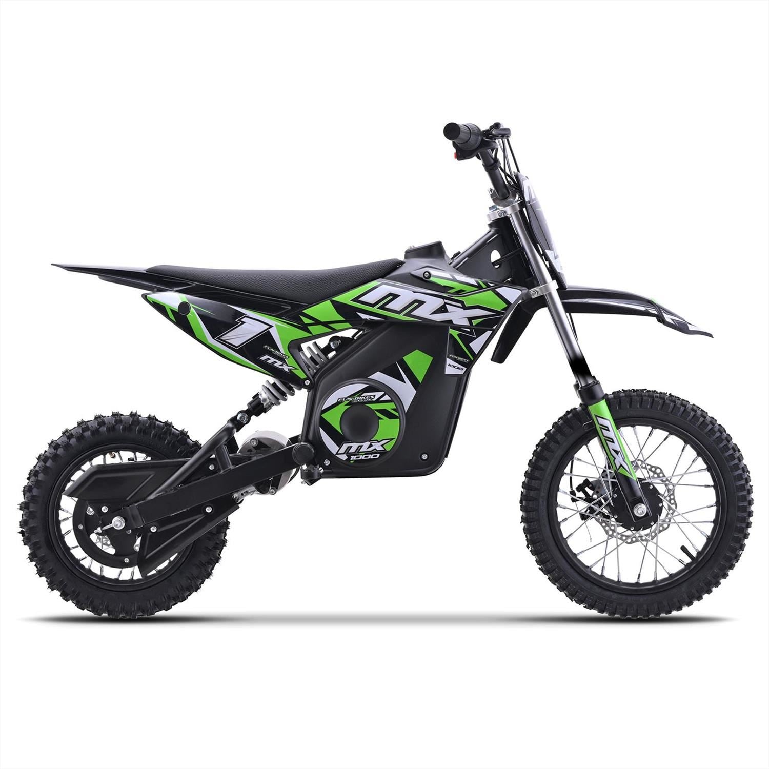 FunBikes MX1000 1000w 36v 62cm Lithium Green Electric Kids Dirt Bike image 1